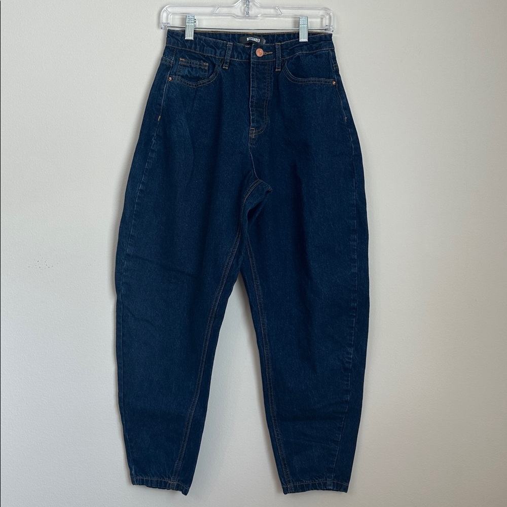 Missguided Dark Blue Barrel Leg Jeans